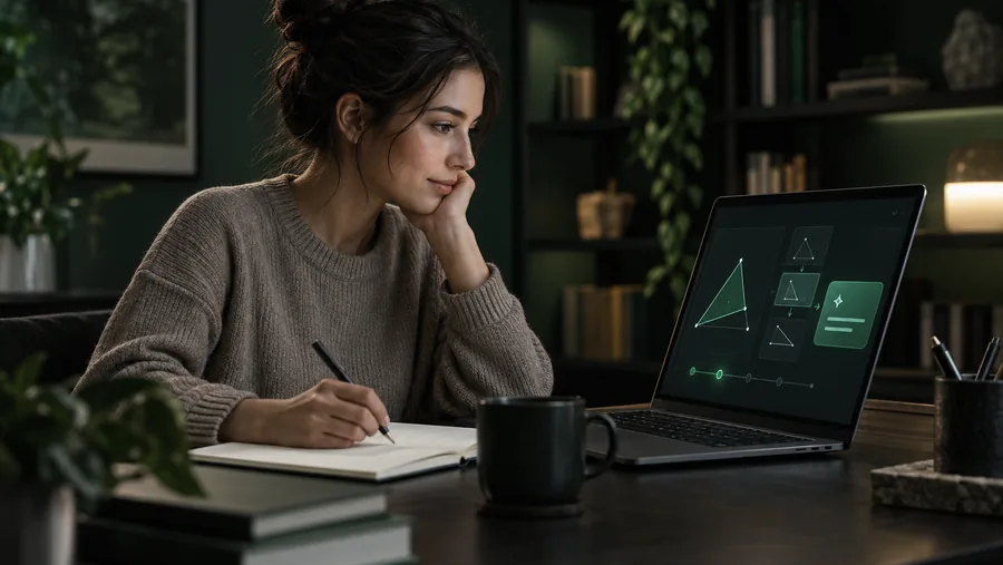 Illustrative learning workspace representing practical questions about AI and technology.